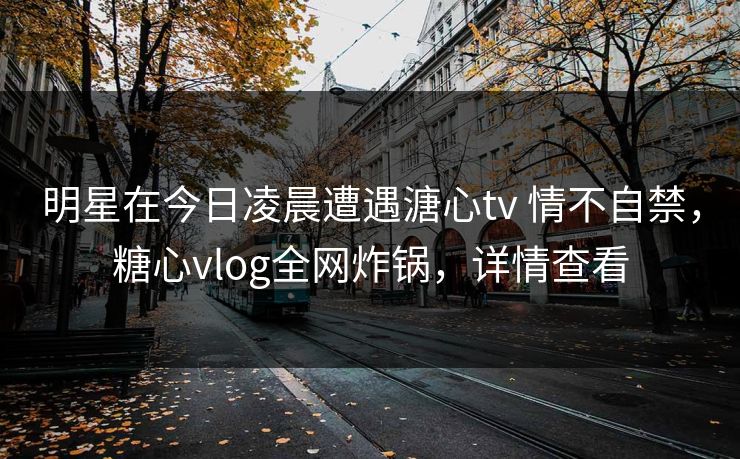 明星在今日凌晨遭遇溏心tv 情不自禁，糖心vlog全网炸锅，详情查看