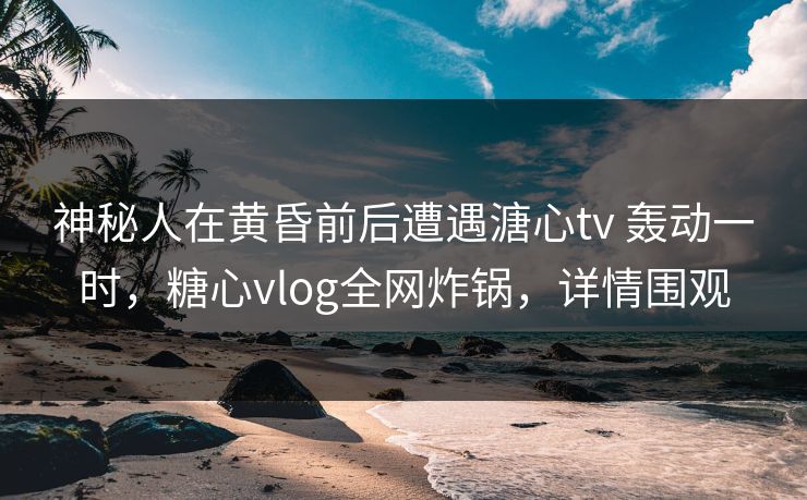 神秘人在黄昏前后遭遇溏心tv 轰动一时，糖心vlog全网炸锅，详情围观