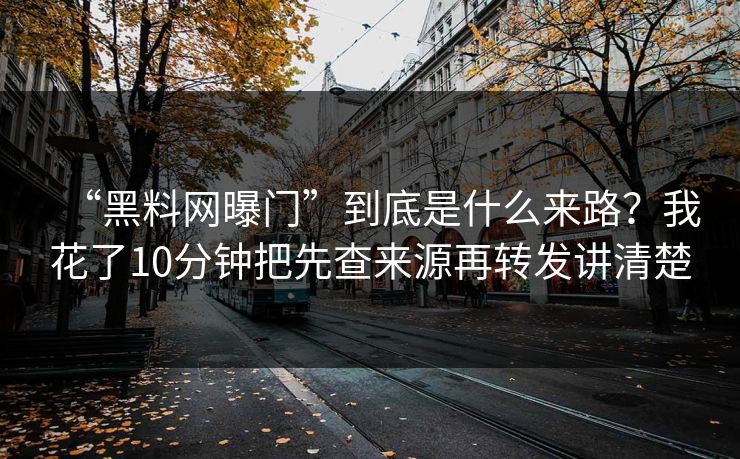 “黑料网曝门”到底是什么来路？我花了10分钟把先查来源再转发讲清楚